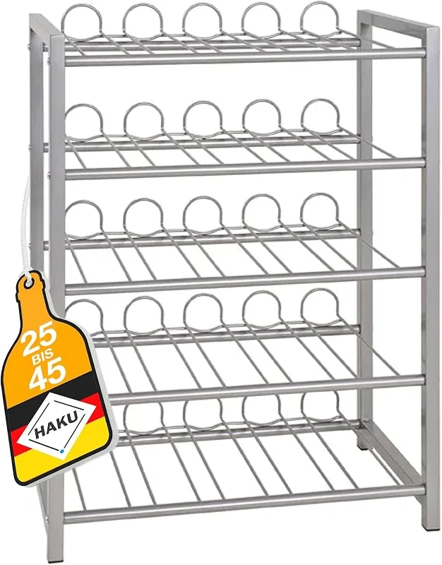 Besuche den HAKU-Store HAKU Weinregal 25 Flaschen Flaschenregal Weinflaschenregal aus Metall, alu - Maße: B 54 x H 76 x T 31 cm, Style: Modern — Wein und Festtafel