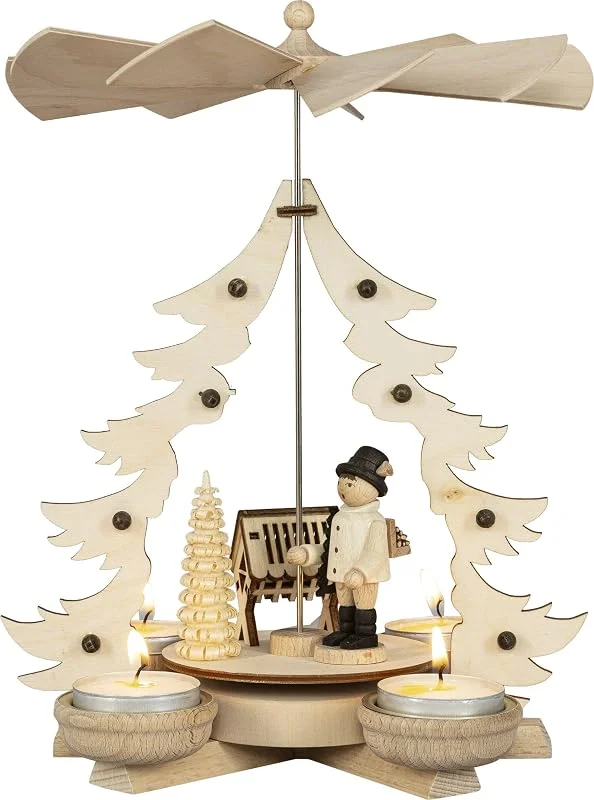 Besuche den Rudolphs Schatzkiste-Store Rudolphs Schatzkiste Tischpyramide Waldarbeiter mit Futterkrippe Natur HxØ 25x17cm NEU Weihnachtspyramide Schneemensch Holzpyramide Tischdekoration Dekoration Weihnachten Wärmespiel — Weihnachtsdeko