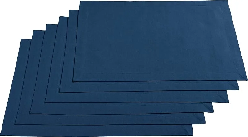 Besuche den REDBEST-Store REDBEST Tischset, Platzset, Untersetzer Uni 6er-Pack Seattle, 100% Baumwolle dunkelblau Größe 30x45 cm - Robustes, glattes Gewebe, mit hochwertigem Kuvertsaum — Küche & Haushalt