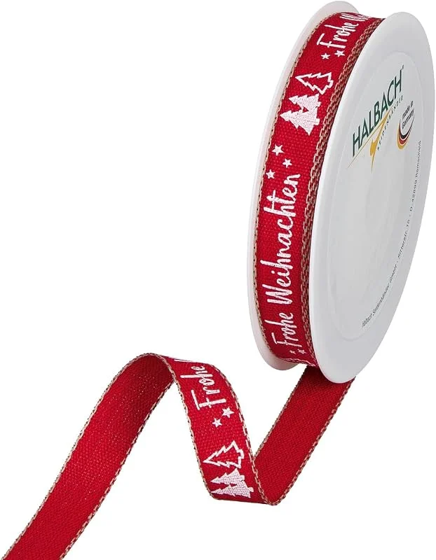 Besuche den Halbach-Store Halbach Geschenkband Weihnachten, 15 mm x 20 m, rot, weiß — Geschenkverpackung