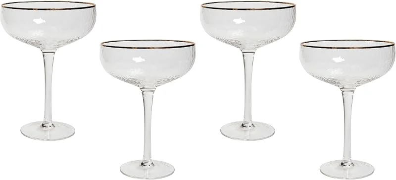 Besuche den Beliani-Store Beliani Champagnerschalen Transparent Glas Ml Goldrand (4er Pack) — Wein und Festtafel