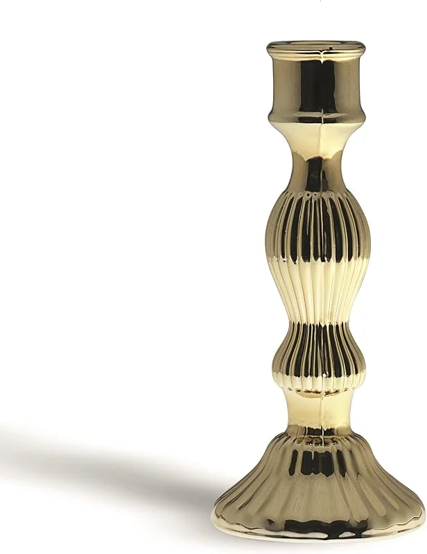 Besuche den Excelsa-Store Excelsa Light Kerzenhalter, Glas, Gold, 8.8 x 8.8 x 20 cm — Kerzenlicht Abendessen