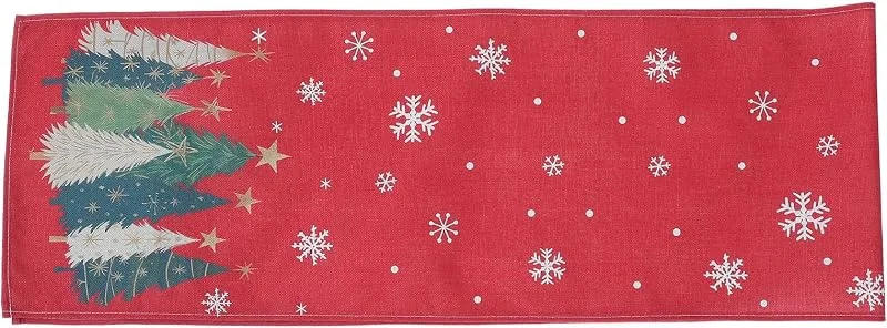 Marke: BESTOYARD Rote Weihnachts Tischläufer mit Tannen und Schneeflockenmotiv für Zuhause — Küche & Haushalt