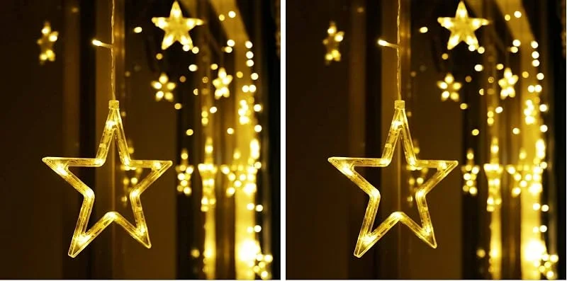 Besuche den Zichaojia-Store LED Lichterkette 12 Sterne, Lichtervorhang weihnachtslichter Sternenvorhang 138 LEDs 8 Modi Für Innen Außen, Weihnachten, Party, Hochzeit, Garten, Balkon, Deko (Warmweiß) (Packung mit 2) — Weihnachtsbeleuchtung