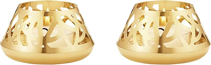 Besuche den Georg Jensen-Store Georg Jensen 2023 Teelichthalter mit Ausgestanztes Muster - Feiertag Saisonal Haus Dekoration - Entworfen von Sanne Lund Traberg - 2 Stück — Advent und Tisch