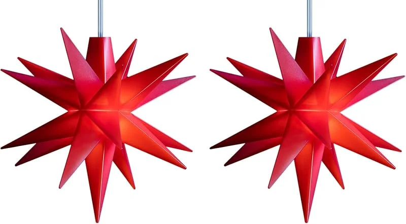 Besuche den Novaliv-Store Novaliv 2er SPARSET LED Dekosterne Klein 8cm ROT mit Batteriefach für 3 AA Batterien 6h Timerfunktion (1, 5m Kabel) Weihnachtsdeko Fenster beleuchtet 3D Stern 18 Zackig Leuchtstern LED Stern Kinder