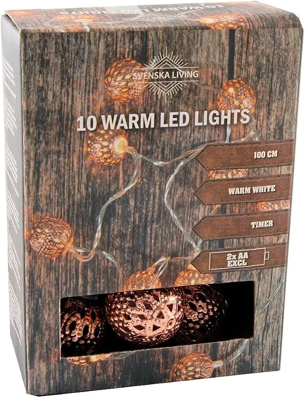 Besuche den Spetebo-Store Spetebo LED Kugel Lichterkette - 100 cm - mit 10 LED Kupfer Kugeln warmweiß - Weihnachten Advent Tisch Fenster Deko Innen — Weihnachtsbeleuchtung