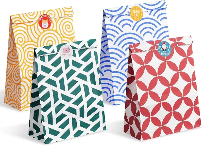 Besuche den Parmedu-Store Parmedu Bunte Papiertüten für Geschenke: 48 mittelgroße Geschenktüten - 24*17*8CM mit 48 Stickern, Lebensmittelechte Mitnahme-Tüten für Weihnachten, Feste, Geburtstage, Partys, Hochzeiten, Babypartys — Geschenkverpackung
