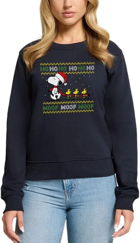 Besuche den Spreadshirt-Store Snoopy Geschenke, Peanuts Hohoho Ugly Christmas, Damen Premium Pullover — Weihnachtsmode