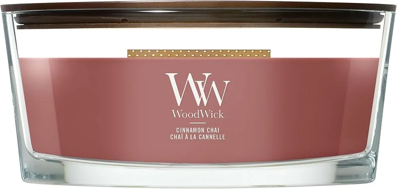 Besuche den WoodWick-Store WoodWick Ellipse Duftkerze, Cinnamon Chai, mit knisterndem Docht, Brenndauer: bis zu 50 Stunden — Kerzenlicht Abendessen