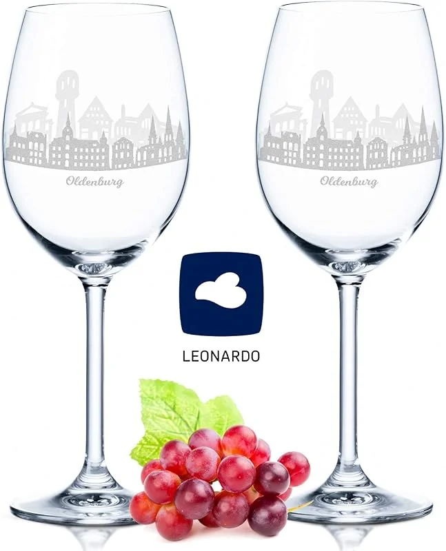 Besuche den GRAVURZEILE-Store GRAVURZEILE Weingläser mit Gravur - Skyline Oldenburg im Set - Hochwertige 360° Lasergravur - schönes Geschenk als Andenken, Souvenir oder für Sammler & Weingenießer zum Geburtstag — Wein und Festtafel