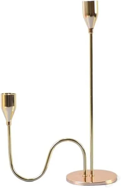 Marke: DTACBNEUZ Kerzenhülsenhalter Stick Kerzenhalter Hochzeit Party Metall Gold Kerzenständer Home Center Tisch Wohnzimmer Candelabros Kerzenleuchterhalter(Gold 2 Arms) — Kerzenlicht Abendessen