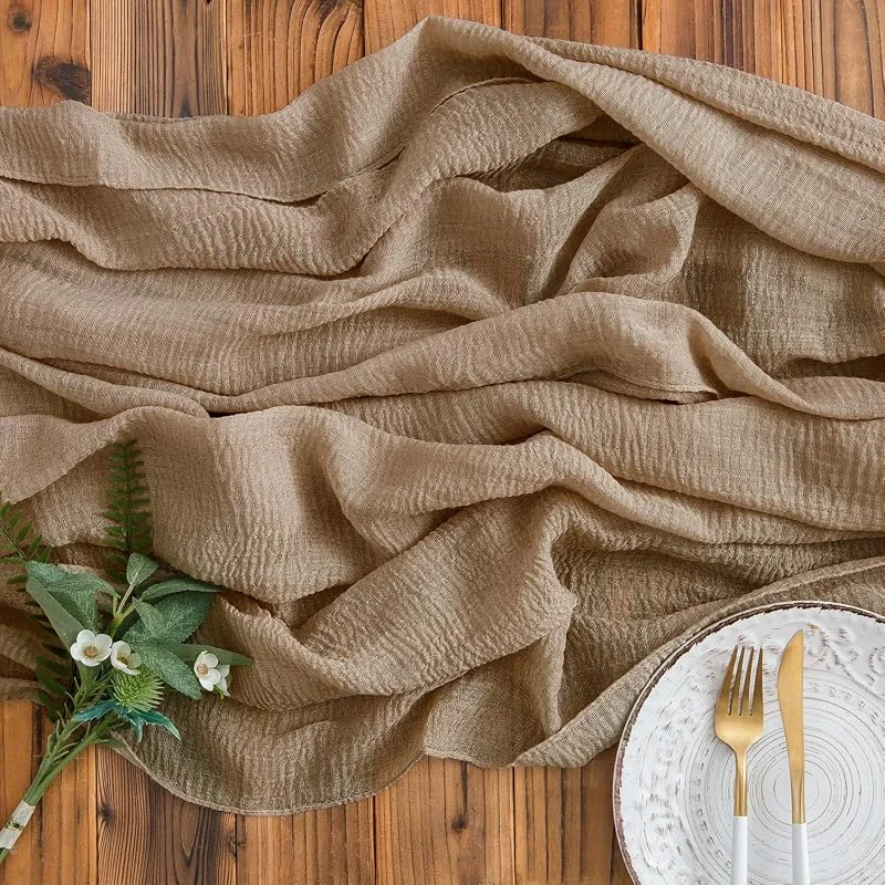 Besuche den AOKSUNOVA-Store AOKSUNOVA Käsetuch Tischläufer Musselin Hochzeit Dekostoff Braun — Küche & Haushalt