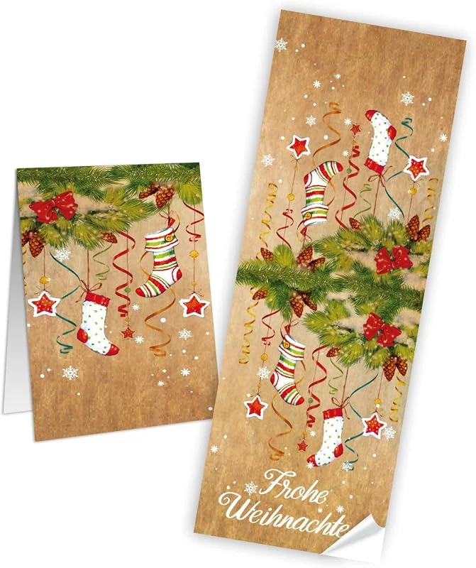 Besuche den Logbuch-Verlag-Store 50 Frohe Weihnachten Aufkleber 7 x 21 cm Etiketten Weihnachtssticker als Paketaufkleber und Geschenkaufkleber Premium Qualität aus Deutschland Logbuch-Verlag — Geschenkverpackung