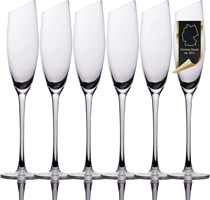 Besuche den INTIRILIFE-Store INTIRILIFE 6x Champagner Glas mit moderner Kante - 150 ml Füllmenge - Sekt Prosecco Glas Spülmaschinenfest Kristallglas stoßfest — Wein und Festtafel