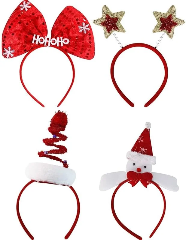 Marke: Lpitoy 4 Stück Weihnachts-Stirnband, Party-Dekoration, Haarband, Weihnachtsbaum-Kopfbedeckung, Pentagramm-Stirnband, Kopfbedeckung Für Weihnachten — Weihnachtsmode