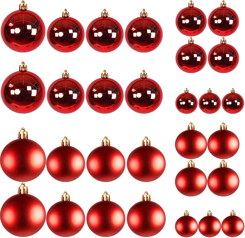 Besuche den Mojawo-Store Mojawo XL-Sortiment 30tlg Weihnachts Baumkugeln Christbaumkugeln Weihnachtskugeln, Farben:Rot — Weihnachtsdeko