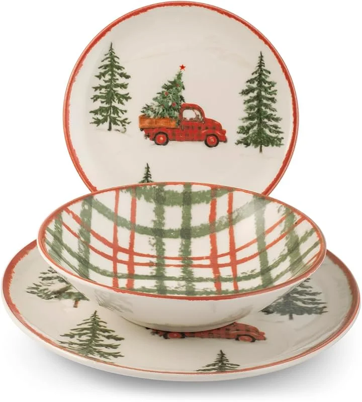 Marke: H&H H&H Servizio Tavola Natalizio 12 Pezzi Adventure In Stoneware — Advent und Tisch