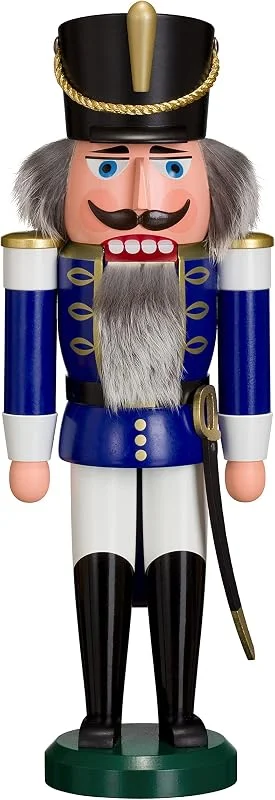 Besuche den Seiffener Volkskunst-Store Seiffener Volkskunst, Nussknacker aus dem Erzgebirge, Husar mit Säbel 37 cm, Nussknacker Deko Figur, Original Erzgebirgische Volkskunst, 11202, 2, blau — Weihnachtsdeko