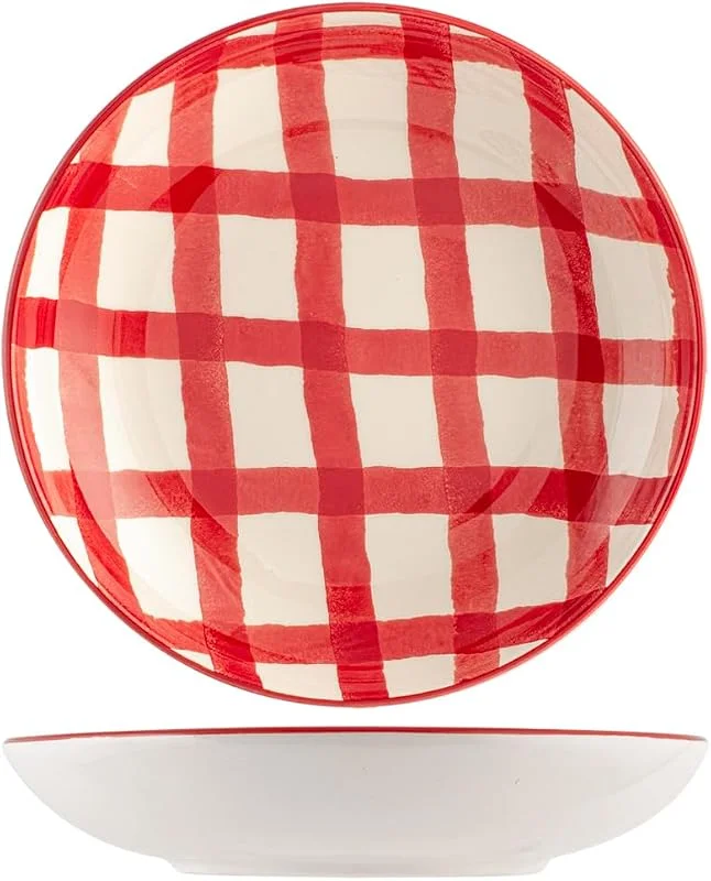Marke: H&H H&H set 6 piatti fondi natalizi Check cm 20 — Advent und Tisch