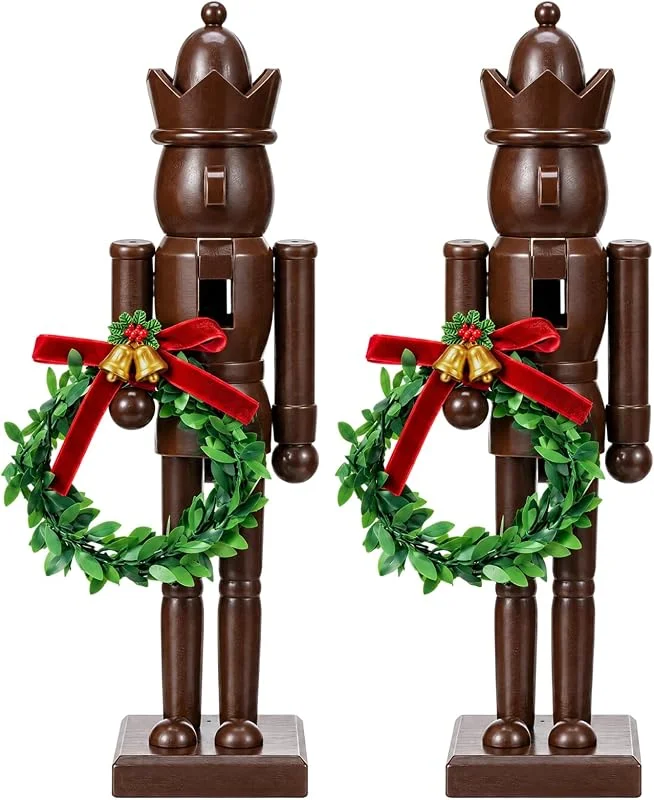 Marke: Sieral Sieral Nussknacker aus Holz für Weihnachten, 30 cm, Nussknacker-Figur, Statue, Dekoration, Ornament, Soldat für Weihnachten, festliche Feiertage, Tischdekoration, Heimdekoration, 2 Stück — Weihnachtsdeko