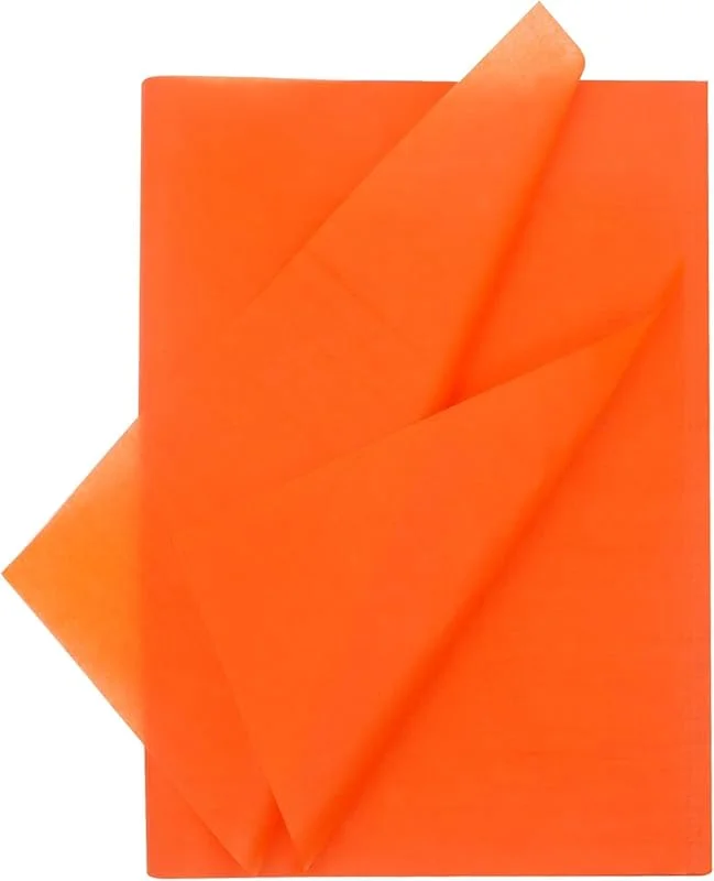 Marke: Bunilili 100 Blatt 19, 7 x 13, 8 Zoll Seidenpapier-Geschenkpapier für Geschenktüten, Geburtstagsfeiern, Hochzeiten, Bastelarbeiten (Orange) — Geschenkverpackung