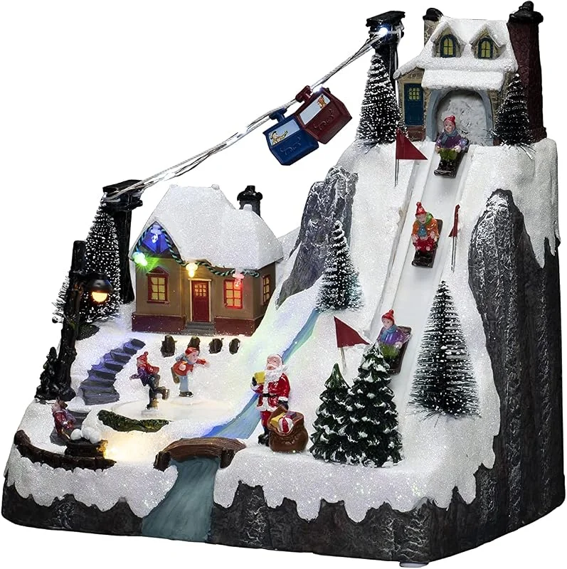 Besuche den Konstsmide-Store Konstsmide LED Szenerie "Skipiste", mit Musik, wählbare Energiefunktion, 19 bunte Dioden, batteriebetrieben & USB, Innen, schwarzes Kabel, 3 x AA 1.5V (exkl.) - 4253-000 — Weihnachtsdeko