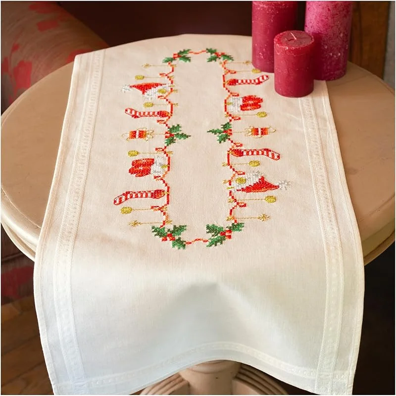 Besuche den Vervaco-Store Vervaco Stickpackung Kreuzstich Set Vorgedruckt Tischläufer Weihnachtlich Stickdecken Vorgezeichnet DIY Basteln Erwachsene Kreativ Stickläufer zum Selbersticken 40 x 100 cm Stickset — Advent und Tisch
