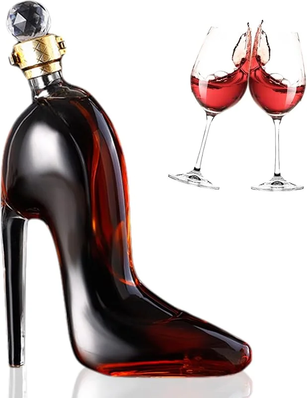 Marke: Odoukey Weindekanter, Dekanter-Set in Form von hochhackigen Schuhen für Frauen, 350 ml transparentes, versiegeltes Weinzubehör für Bars, Nachtclubs, Hotels, Accessoires — Wein und Festtafel