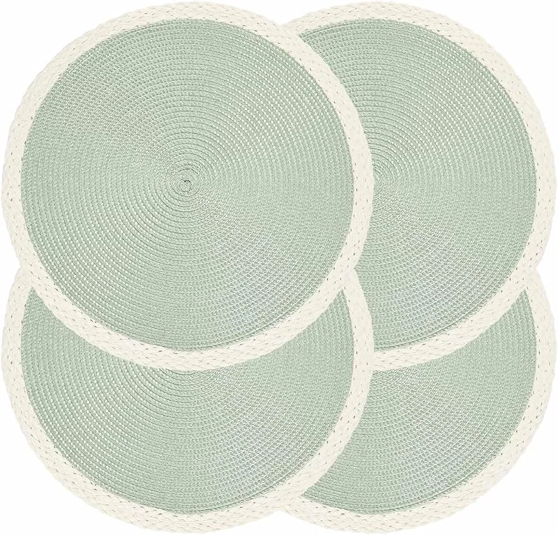 Marke: Noctiflorous Noctiflorous Geflochtene runde Tischsets, 4er-Set, 38, 1 cm gewebte Tischsets, rutschfeste waschbare Platzsets für Küche, Esstischdekoration (Minzgrün, 4) — Advent und Tisch