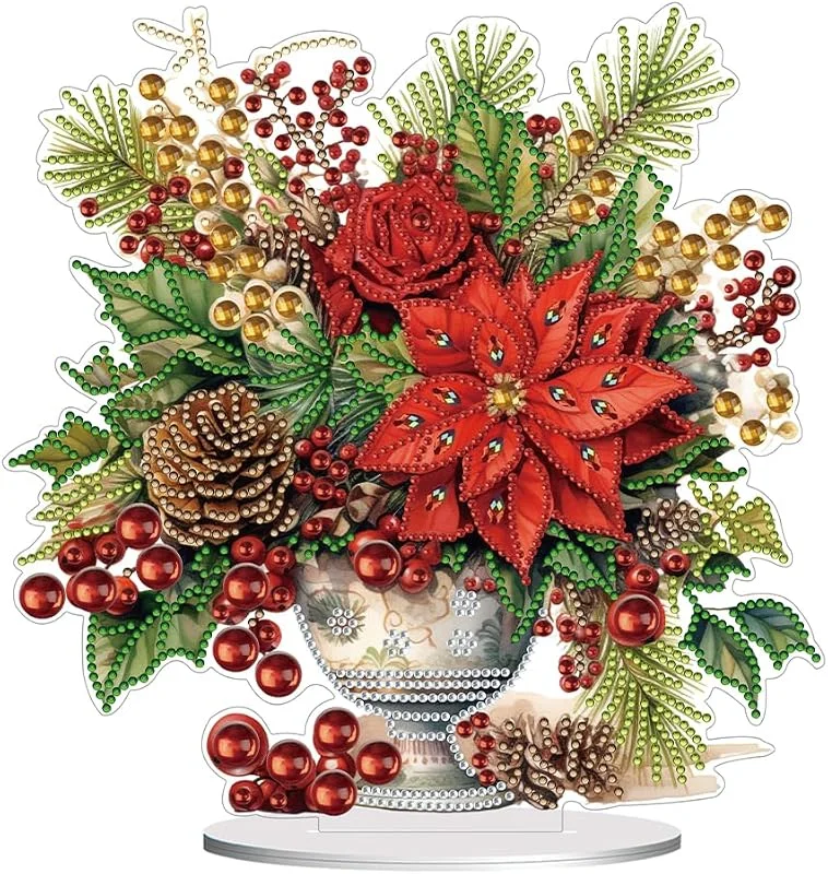 Marke: Generisch Generish Diamond Painting Weihnachtsstern Tischdeko, 5D Diamant Bastelset für Erwachsene und Kinder, Weihnachten Deko Aufsteller — Advent und Tisch
