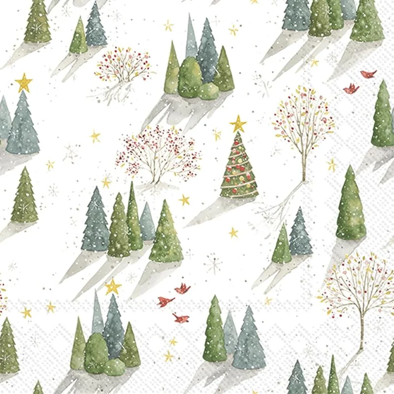 Besuche den ihr SINCE 1977-Store 20 Servietten Weihnachten Verschiedene grüne Bäume als Tischdeko. Papierservietten mit Motiv. Auch für Decoupage und Serviettentechnik 33x33cm — Advent und Tisch