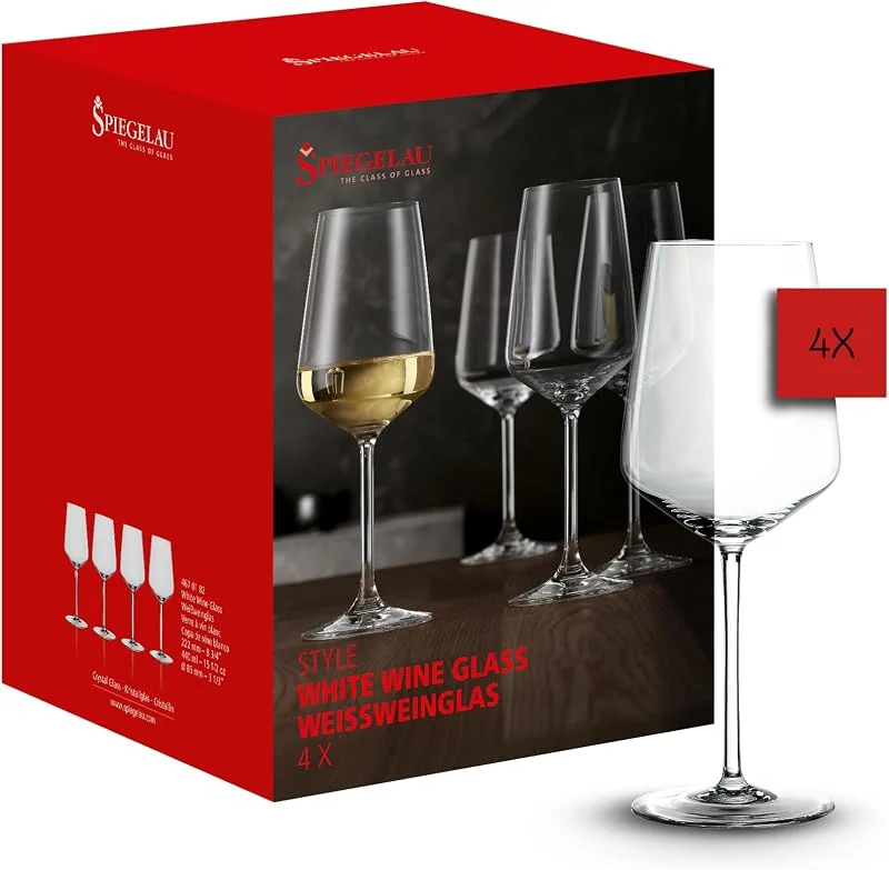 Besuche den Spiegelau-Store Spiegelau Weißweingläser 4er Set, 440 ml, Style, 4670182, Weinglas aus Kristallglas, spülmaschinenfest — Wein und Festtafel