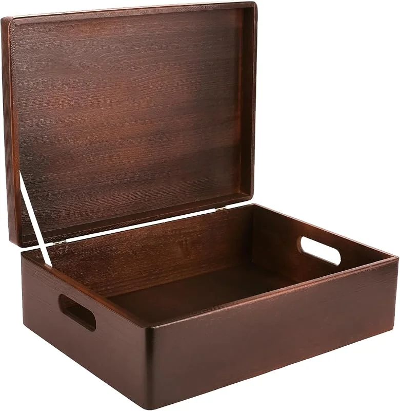 Besuche den Creative Deco-Store Creative Deco XL Braun Große Holzkiste mit Deckel Weihnachten 40x30x14 cm — Geschenkverpackung