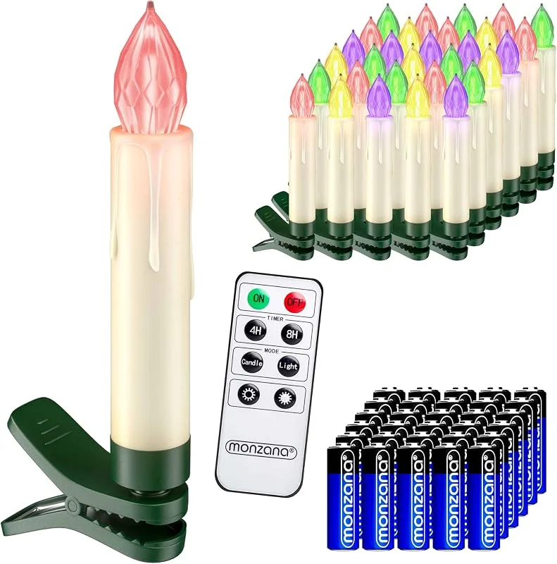 Besuche den Monzana-Store Deuba® LED Weihnachtsbaumkerzen Kabellos 30er Set Bunt mit Batterie Timer Christbaumkerzen Tannenbaumkerzen Lichterkette Weihnachtsbaum Beleuchtung — Weihnachtsbeleuchtung