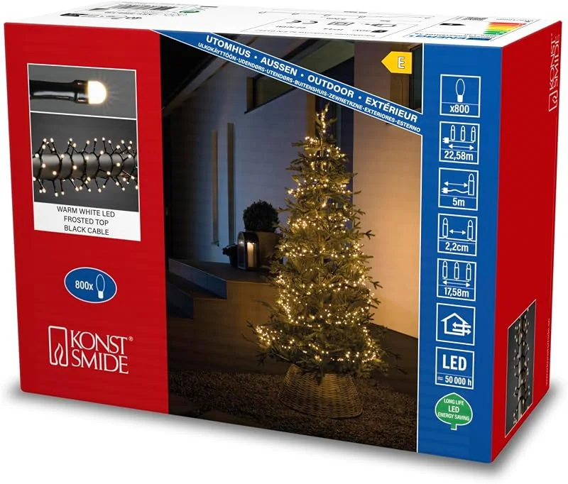 Besuche den Konstsmide-Store Konstsmide Micro LED Compactlights, 800 warmweiße Dioden, Außentrafo, schwarzes Kabel - 3869-130, 3869-130EE, 800 LEDs — Weihnachtsbeleuchtung
