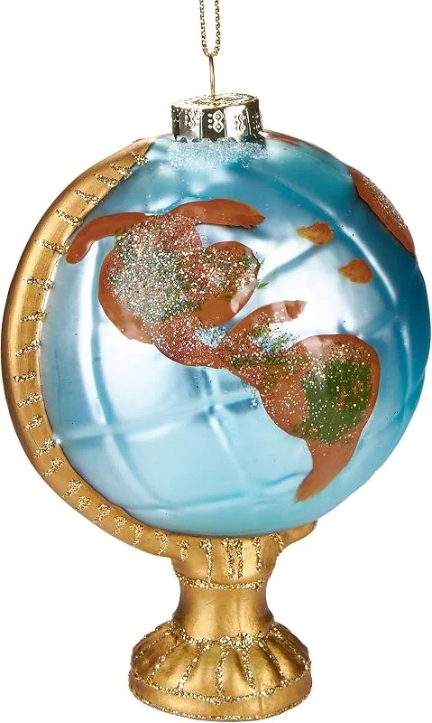 Besuche den BRUBAKER-Store BRUBAKER Globus - Handbemalte Weihnachtskugel aus Glas - 11 cm — Weihnachtsdeko