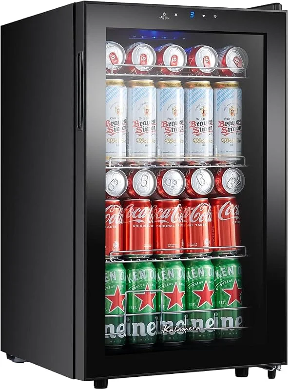 Besuche den Kalamera-Store Kalamera Getränkekühlschrank, Kleiner Flaschenkühlschrank mit Touch-Bedienfeld, 3-18°C Kühlzone, Bierkühlschrank 68 Liter, 38 dB, Blaue LED-innenbeleuchtung, KRC-68GE — Wein und Festtafel