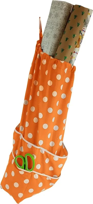 Marke: Brigitta Brigitta Geschenkpapier-Aufbewahrungstasche, gepunktet, zum Aufhängen von Geschenkpapier Orange-White Spot — Geschenkverpackung