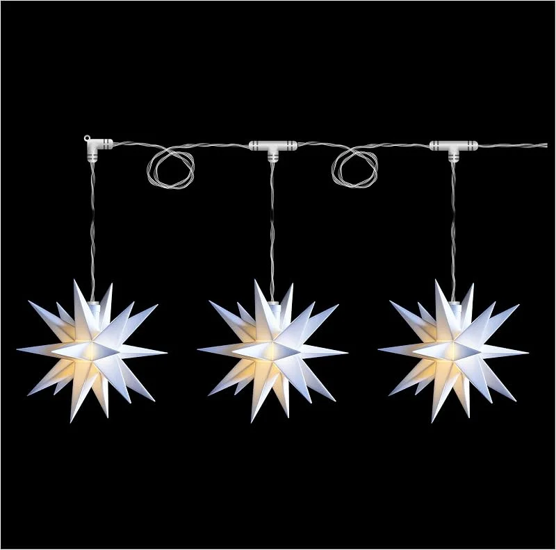Besuche den Novaliv-Store Novaliv Weihnachtsstern Dekostern Lichterkette 3x 12cm Sterne 3, 5m Länge WEISS Sternenkette mit Baterriefach nur für INNEN geeignet LED Weihnachtsdeko Stern beleuchtet Weihnachtsbeleuchtung