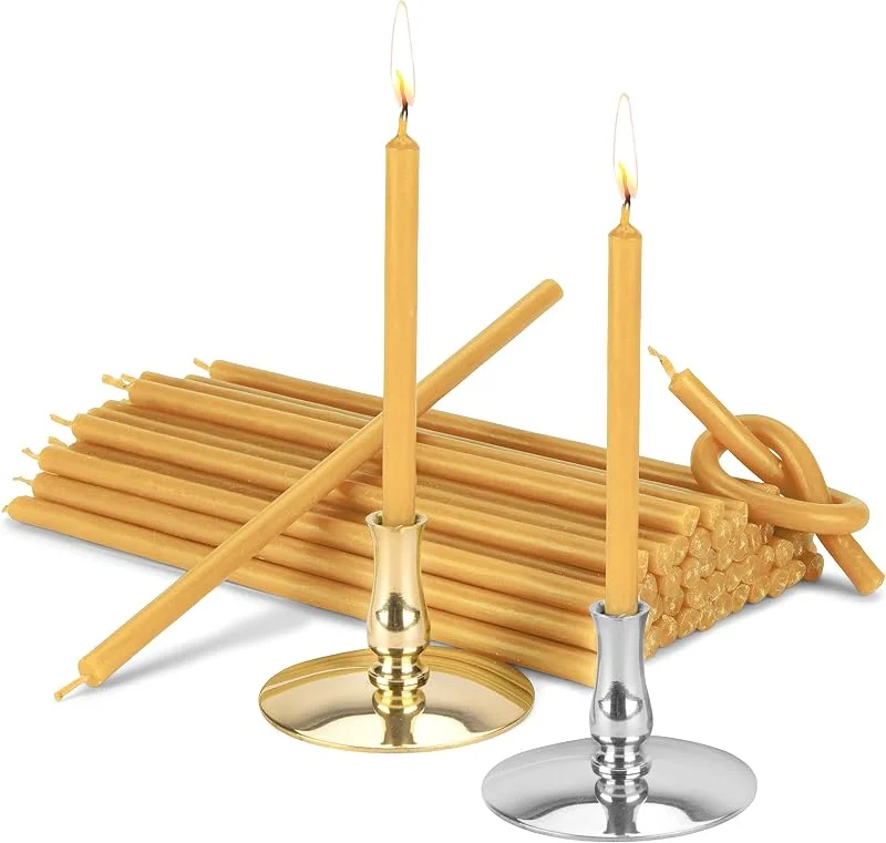 Besuche den NKlaus-Store NKlaus Set: Kerzenhalter mit 100% Bienenwachskerzen, 15 cm, Premium — Kerzenlicht Abendessen