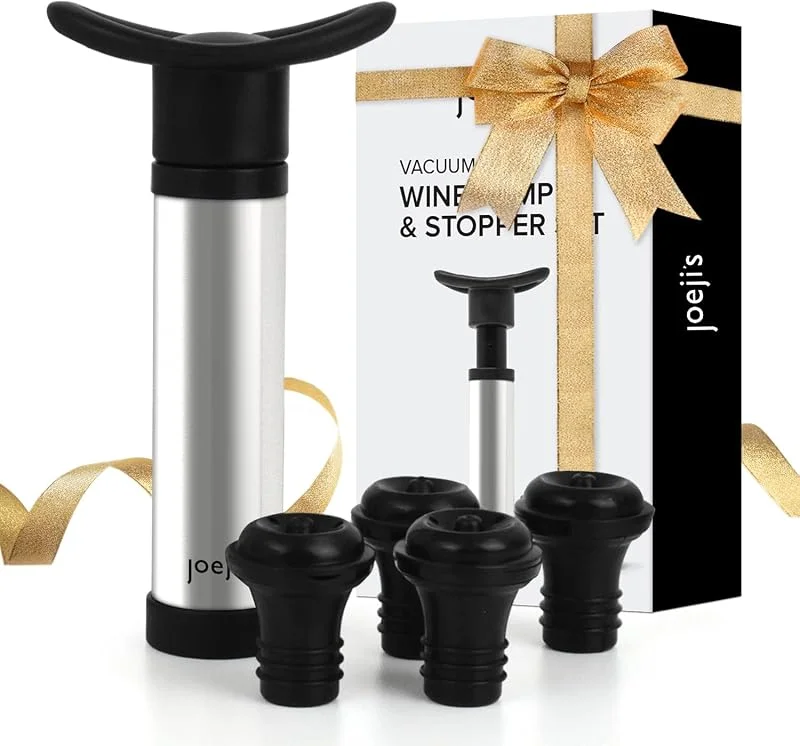 Besuche den joeji's Kitchen-Store Wein Vakuumpumpe mit 4 Stopfen Edelstahl – Joeji's Kitchen Weinverschluss — Wein und Festtafel