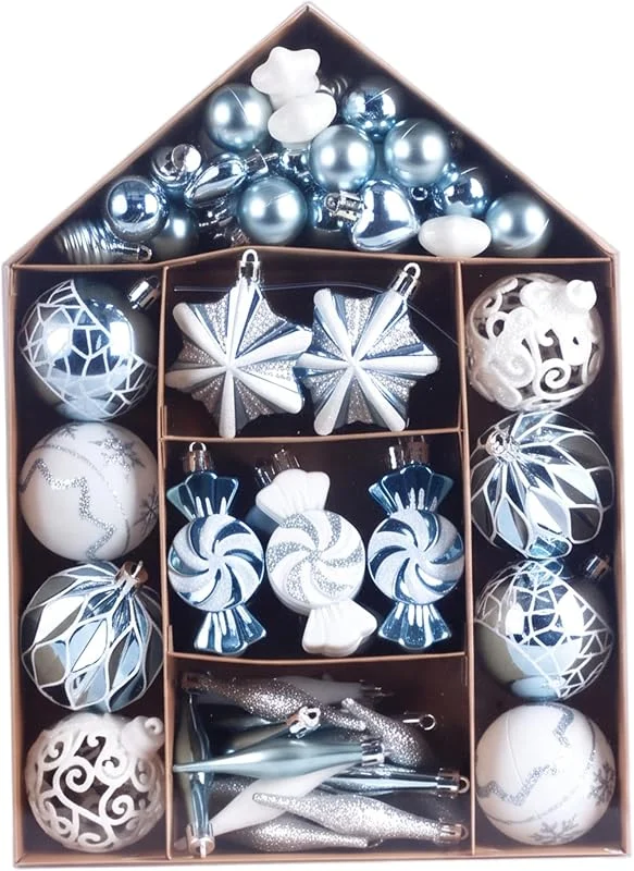 Marke: Ginwrek Weihnachtsbaumschmuck-Set 73-teilig bemalte Kugel zum Aufhängen Dekor D — Weihnachtsdeko