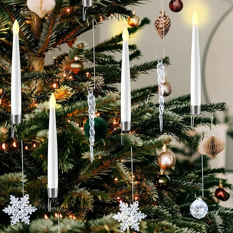 Marke: LemonRoad LemonRoad 36 Stück Weihnachtsbaumkerzen mit Fernbedienung, flammenlose LED-Kerzen für Weihnachtsbaum-Dekoration, Innenbereich, Party-Dekoration, Heimgeschenk, mit Kristallkugel, Kristall-Schneeflocke — Weihnachtsbeleuchtung