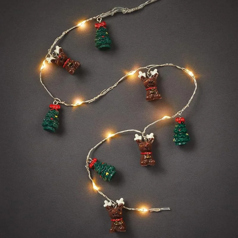 Besuche den hellum-Store hellum LED Lichterkette Batterie Tannenbaum & Rentier (3xAA), 20 LED innen — Weihnachtsbeleuchtung