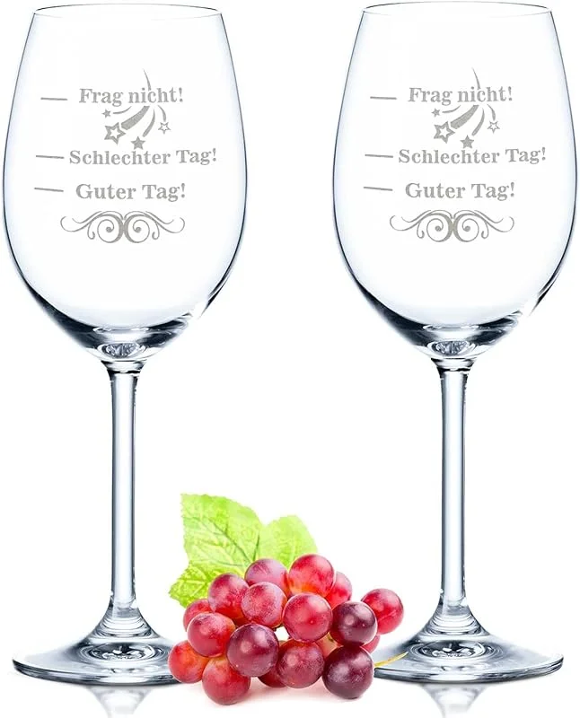 Besuche den GRAVURZEILE-Store GRAVURZEILE Weingläser mit Gravur - Guter Tag, Schlechter Tag, Frag nicht! V3 - Lustiges und Originelles Geschenk für Sie & Ihn - Stimmungsglas - 450 ml - Geeignet für Rotwein & Weißwein — Wein und Festtafel