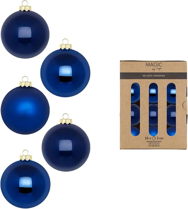 Besuche den Inge-glas-Store Weihnachtskugeln Glas 3cm 24 Stück - matt & glänzend - Mini Christbaumkugeln Weihnachtsbaumkugeln für Weihnachten - Christbaumschmuck & Weihnachtsbaumschmuck Dunkelgrün - Royal Blau — Weihnachtsdeko
