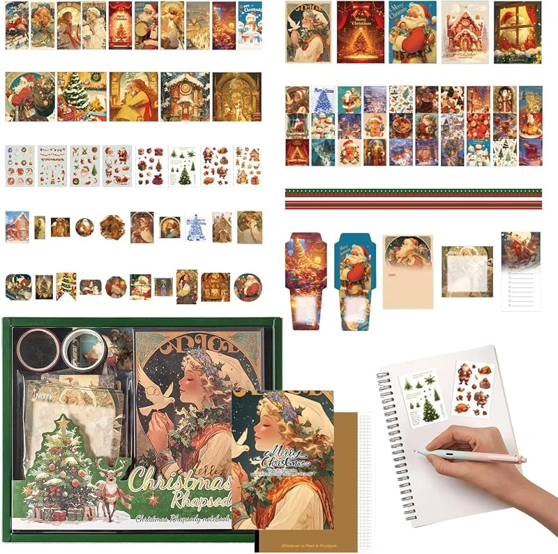 Marke: Generisch Weihnachtsaufkleber Mit Notizblock, Weihnachtskarten Sticker Mit Haftnotizen, Festliche Set Für Zuhause Scrapbook Tagebuch Geschenk — Geschenkverpackung