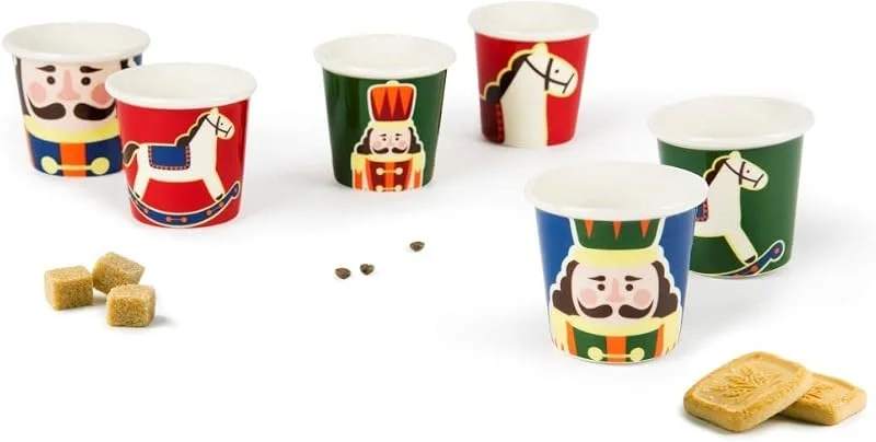 Besuche den Excelsa-Store Excelsa Vintage Christmas Set 6 Kaffeetassen, Fassungsvermögen 90 ml, Porzellan, Weihnachtsdekoration — Advent und Tisch