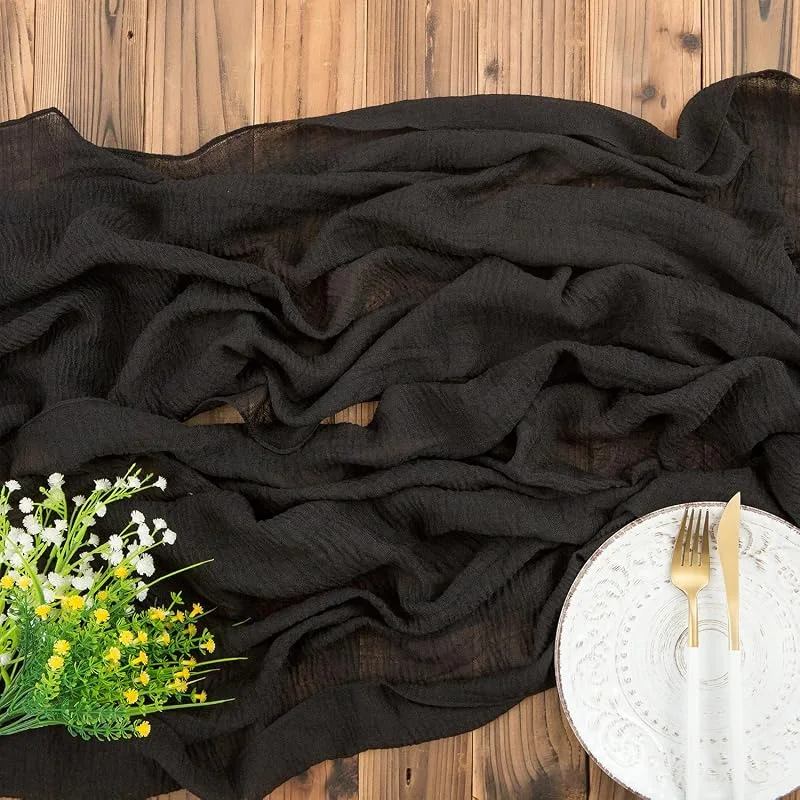 Besuche den AOKSUNOVA-Store AOKSUNOVA Käsetuch Tischläufer Musselin Hochzeit Dekostoff Schwarz — Küche & Haushalt